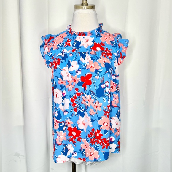 ❗️NWT❗️J.CREW Ruffle-neck Shirred Top - Picture 2 of 8